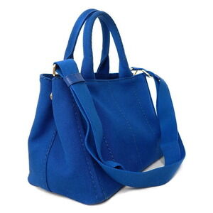 Prada Blue handbag Tote 2way handles Canapa canvas top